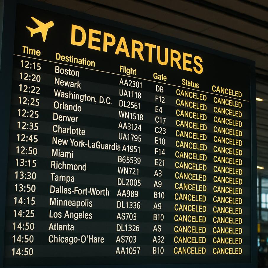 सरकार बन्द हुँदा शुक्रबार अमेरिकामा हजार बढी उडान रद्द, कटौती दर २० प्रतिशतसम्म पुग्न सक्ने